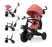 Kinderkraft AVEO 2 PRO Tricycle 6 in 1, CLICK&TWIST Rotating Seat, Reclining Both Directions, Foldable Compact Frame, UPF50+ Canopy, Freewheel, 9 Months to 5 Years, Pink