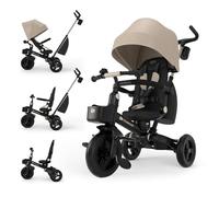 Kinderkraft AVEO 2 PRO Tricycle 6 in 1, CLICK&TWIST Rotating Seat, Reclining Both Directions, Foldable Compact Frame, UPF50+ Canopy, Freewheel, 9 Months to 5 Years, Beige