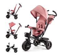 Kinderkraft AVEO Tricycle from 9 Months to 5 Years, Adjustable Handle, Trike for kids, Baby, Toddler, Foldable, Free Wheel Function, Protection from Sun, Cupholder, Safety Harness, Pink