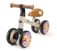 Kinderkraft CUTIE FLASH, 4-wheel balance bike, RGB light-up EVA wheels, adjustable seat 26-28 cm, lightweight 2.1 kg steel frame, ABEC-7 bearings, for children 12m+ up to 25 kg, Beige