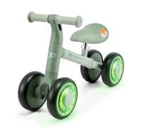 Kinderkraft CUTIE FLASH 4-Wheel Balance Bike, Green | RGB Light-Up EVA Wheels, Adjustable Seat 26-28 cm, Lightweight 2.1 kg Steel Frame, ABEC-7 Bearings