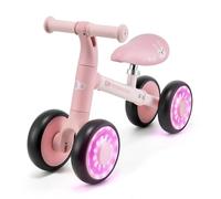 Kinderkraft CUTIE FLASH, 4-wheel balance bike, RGB light-up EVA wheels, adjustable seat 26-28 cm, lightweight 2.1 kg steel frame, ABEC-7 bearings, for children 12m+ up to 25 kg, Blue