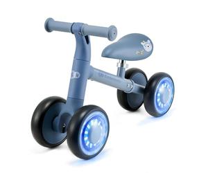 Kinderkraft Cutie Flash, 4-Wheel Balance Bike, RGB Light-up EVA Wheels, Adjustable seat 26-28 cm, Lightweight 2.1 kg Steel Frame, ABEC-7 Bearings, for Children 12m+ up to 25 kg, Blue