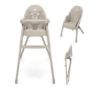 Kinderkraft DINNLY, Foldable highchair, Easy Tool-Free Setup, Comfortable Easy-Clean Insert, footrest Support, Stable Design with 5-Point Harness, Grows with the Child, Beige