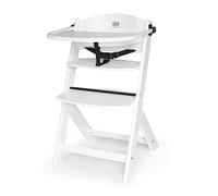 Kinderkraft ENOCK 2-in-1 Wooden High Chair 6m-10y, Solid Beechwood, up to 35 kg, 3-Point Harness, Removable Tray, Adjustable seat & footrest, Safety Barrier, fits Dining Tables, White
