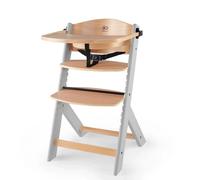 Kinderkraft Wooden Highchair 3 in 1 ENOCK, Multifunctional Baby Chair, Ajustable Heigh and Footrest, Safety Harness, with Detachable Tray, for Children up to 10 Years, Wooden Gray