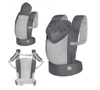 Kinderkraft Ergonomic Baby Carrier CARRYBEE from 3 Months to 20 kg, 2 Carry Positions Front and Back, Adjustable, Fixed Hood, Cotton and Breathable mesh, Lightweight, Grey