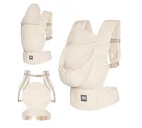 Kinderkraft Ergonomic Baby Carrier Elara from 3 Months to 20 kg, 2 Carry Positions Front and Back, Adjustable Panel, Pockets, Detachable Hood, Breathable Linen Cotton, Beige