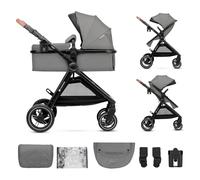 Kinderkraft ESME 2-in-1 Stroller up to 25kg, carrycot converts to Pushchair in 3 Moves, Travel System adapters Included, Puncture-Proof Sprung Wheels, Folds Compact, Accessories Set, Grey