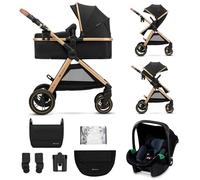 Kinderkraft ESME 3-in-1 Car Seat with Mink PRO I-Size Baby Carrier, Travel System, Baby Stroller, Foldable Stroller, Newborn Up to 4 Years, Black
