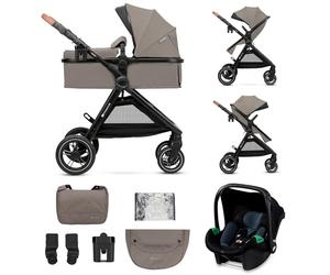 Kinderkraft ESME 3-in-1 Car Seat with Mink PRO I-Size Baby Carrier, Travel System, Baby Stroller, Foldable Stroller, Newborn Up to 4 Years, Beige