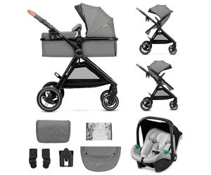 Kinderkraft ESME 3-in-1 Car Seat with Mink PRO I-Size Baby Carrier, Travel System, Baby Stroller, Foldable Stroller, Newborn Up to 4 Years, Grey