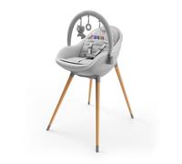 Kinderkraft FINI UP, 2-in-1 High Chair, Booster Seat, Adjustable Tray and Footrest, for Children from 6 Months to 5 Years, Grey