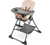 Kinderkraft FOLDEE Foldable Baby High Chair, Compact Feeding Chair from 6 Months to 3 Years, Adjustable Backrest and Footrest, Tray, 5-Point Harness, Pink
