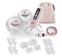 Kinderkraft GENTLEFLOW Double Electric Breast Pump, 3 Modes, 9 Suction Levels, Single or Double Pumping, 5 Flange Sizes 17-27 mm, 180 ml Bottles, 1800 mAh Battery, USB-C Charging, Pink