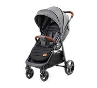 Kinderkraft Grande Plus Stroller from Birth up to 22 kg, Large Shock-Absorbing Wheels, Lie-Flat Position, one-Hand Folding, Large Canopy, Lightweight and Easy to Maneuver, Grey