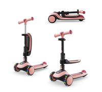 Kinderkraft HALLEY 2 Lean To Steer 2In1 Scooter With Seat LED Wheels Foldable in Pink Kinderkraft Pink