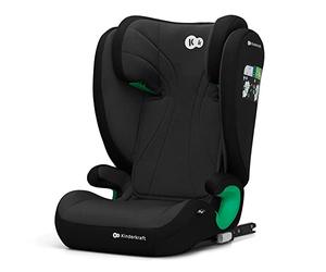 Kinderkraft JUNIORFIX2 Car Seat for 4-12 Years, I-Size 100-150 cm, Group 2/3, Toddler car seat with Isofix, Adjustable Headrest, Reinforced Side protections, Wide and Comfortable seat, Black