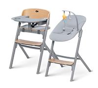 Kinderkraft Livy Highchair with Bouncer, from Birth 0-9 kg to 110 kg, 4-Height + 3-Depth Adjustment, Ergonomic Posture Support, Stable Steel/Aluminium Frame, Harness, BPA-Free Tray Insert, Wood