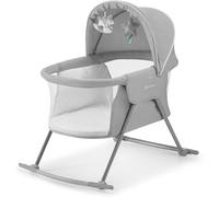 Kinderkraft LOVI 3-in-1 Gray Baby Crib - Cradle, Travel Cot & Rocker, Easy Fold, Adjustable Canopy, Mosquito Net, Accessories & Mattress Cover