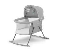 kk Kinderkraft Baby Crib 3 in 1 LOVI, Cradle, Travel Cot, Rocker, Easy Folding and Unfolding, Adjustable Canopy, with Accessories, Mattress Cover, Included Toys, Transport Bag, for Newborn, 0-9 kg, Gray