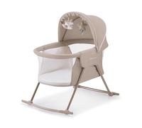 Kinderkraft LOVI Baby Crib 3 in 1, Cradle, Travel Cot, Rocker, Easy Folding and Unfolding, Adjustable Canopy, with Accessories, Mattress Cover, Included Toys, Transport Bag, for Newborn, 0-9 kg, Beige