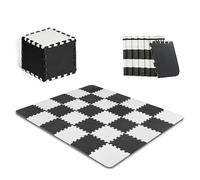 Kinderkraft LUNO Puzzle Play Mat, 30 Pieces, Educational Playmat, Soft Foam Floor, Waterproof, Easy to Clean, No Harmful Substances, Foldable, for Kids Baby, 150x180 cm, Bag in Set, Black White
