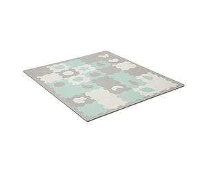 Kinderkraft LUNO SHAPES Play Mat, Puzzle Mat 185 x 165 cm, Play Mat from Birth, Waterproof, 30 Puzzles, Carrying Bag Included, 3D Shapes, Protection Against Cold Floors, Mint