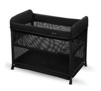 Kinderkraft MOON DREAM travel cot from birth to 15 kg, one-move fold and unfold, suspended base for baby, mesh sides, mattress with washable cotton cover, carry bag included, Black