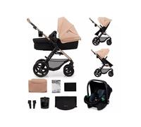 Kinderkraft MOOV2 Pram 3 in 1 Set, with Infant Car Seat Mink PRO I-Size, Travel System, Baby Pushchair, Buggy, Foldable, for Newborn, from Birth to 3 Years, EVA Wheels, Beige