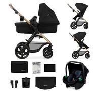 Kinderkraft MOOV 2 Pushchairs 3-in-1 Pushchair Set up to 22 kg with Child Seat I-Size 40-75 cm, Buggy Function, Adjustable Reclining Position, Large Extendable Hood, EVA Foam Wheels, Black