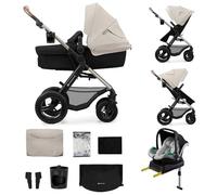 Kinderkraft MOOV2 Air Pushchair 4-in-1 Pushchair Set up to 26 kg with Child Seat I-Size 40-75 cm, Buggy Function, Adjustable Reclining Position, Large Extendable Hood, Inflatable Wheels, Grey