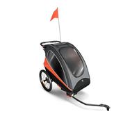 Kinderkraft NAVA 3 in 1, Children's Trailer, Stroller, Jogger, Pram, Bicycle Trailer, for one or Two Children, 2x22 kg, Rain Cover, Insect Protection, Orange