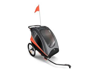 Kinderkraft NAVA 3 in 1, Children's Trailer, Stroller, Jogger, Pram, Bicycle Trailer, for one or Two Children, 2x22 kg, Rain Cover, Insect Protection, Orange