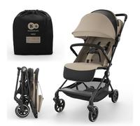 Kinderkraft NEBO Cabin Stroller Ultralight, one-Hand fold, self-Standing When Folded, Cabin-Size 51×43×21 cm, Shoulder Strap + Travel Bag, Lie-Flat Recline, 5-Point Safety Harness, Beige