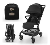 Kinderkraft NEBO Cabin Stroller Ultralight, one-Hand fold, self-Standing When Folded, Cabin-Size 51×43×21 cm, Shoulder Strap + Travel Bag, Lie-Flat Recline, 5-Point Safety Harness, Black