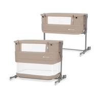 Kinderkraft Neste Grow 3-in-1 Co-Sleeping Cot for Baby, with Mattress, Easy Adjustment, From Birth to 2 Years, Good Air Circulation, Wheels, Beige