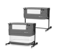 Kinderkraft Neste Grow 3-in-1 Co-Sleeping Cot for Baby, with Mattress, Easy Adjustment, From Birth to 2 Years, Good Air Circulation, Wheels, Grey