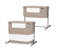 Kinderkraft Neste Grow 3-in-1 Co-Sleeping Cot for Baby, with Mattress, Easy Adjustment, From Birth to 2 Years, Good Air Circulation, Wheels, Beige