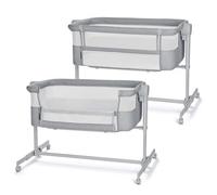 Kinderkraft Nestee UP 2 Co-Sleeping Cot, Baby Cot with Birth Mattress, Height Adjustment, Easy to Fit Parent's Bed, Adjustable Feet, Grey