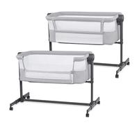 Kinderkraft Nestee UP 2 Co-Sleeping Cot, Baby Cot with Birth Mattress, Height Adjustment, Easy to Fit Parent's Bed, Adjustable Feet, Light Grey
