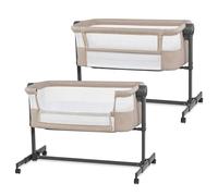 Kinderkraft Nestee UP 2 Co-Sleeping Cot, Baby Cot with Birth Mattress, Height Adjustment, Easy to Fit Parent's Bed, Adjustable Feet, Beige