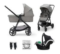 Kinderkraft Newly 3-in-1 Travel System, Lightweight Baby pram with carrycot and car seat, Compact fold, All-Terrain Wheels, UPF50+ Canopy, from Birth up to 22 kg, Grey
