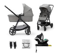 Kinderkraft Newly 4 in 1, Stroller, Pushchair, Travel System, Pram, Newborn Baby, Large Hood, Accessories, Easy Folding, Included Car Seat with ISOFIX Base, from Birth up to 22 kg, Gray
