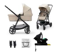 Kinderkraft Newly 4 in 1, Stroller, Pushchair, Travel System, Pram, Newborn Baby, Large Hood, Accessories, Easy Folding, Included Car Seat with ISOFIX Base, from Birth up to 22 kg, Beige