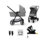 Kinderkraft Newly 4in1 Travel System (MINK PRO R129 Car Seat + ISOFIX Base) - Grey