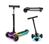 Kinderkraft RAKET Children's Scooter from 1 Year up to 50 kg, Scooter, LED Wheels, Height-Adjustable Handlebars, Modern Design, Black