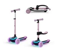 Kinderkraft RAKET UP 2-in-1 Kids Scooter with Seat, Foldable Toddler Scooter with LED Deck, RGB Light-Up Wheels, Adjustable Handlebar and Seat, Pink
