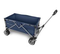 Kinderkraft ROLLSTER, Foldable wagon, 100 kg load capacity, 130 l volume, sturdy steel frame, Oxford 600D fabric, large all-terrain wheels, telescopic handle, compact, easy to transport, Blue