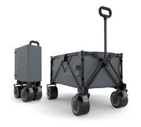 Kinderkraft ROLLSTER, Foldable wagon, 100 kg load capacity, 130 l volume, sturdy steel frame, Oxford 600D fabric, large all-terrain wheels, telescopic handle, compact, easy to transport, Grey
